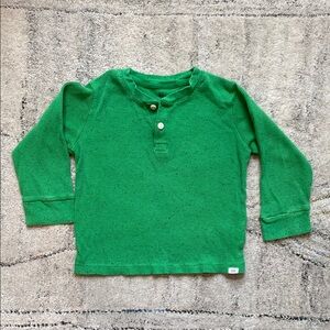 Baby Gap Green Kids Long Sleeve Waffle Henley Shirt